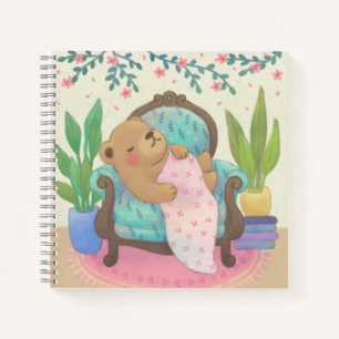 Carnet Ours en peluche sur illustration de fauteuil vinta