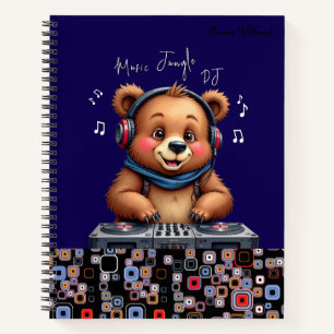 Carnet Ours grizzly DJ souriant, musique heureuse Jungle