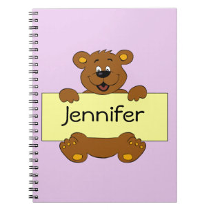 Carnet Ours heureux avec les filles personnalisables de