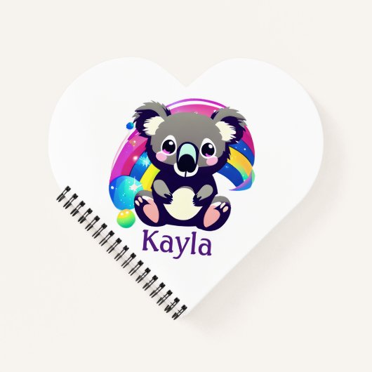 Carnet Ours Koala et arc-en-ciel personnalisés (Devant)