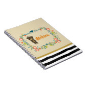 Carnet Ours mignon, Fleur Jaune & Fer Florale Personnalis (Côté Droit)