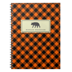 Carnet Ours noir brûlé de plaid orange de Buffalo