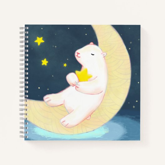 Carnet Ours polaire, lune et étoiles (Devant)
