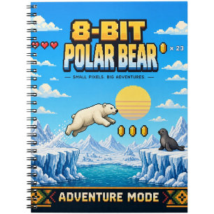 Carnet Ours polaire, Pixel Art Rétro 8 Bits