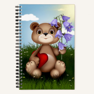 Carnet Ours tenant un bouquet de fleurs-30926
