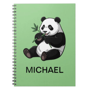 Carnet Ourson panda mignon personnalisé verdure bambou