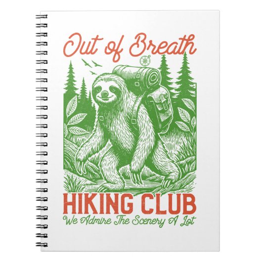 Carnet Out Breath Funny Sloth Randonnée Club (Devant)