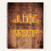 Carnet Outils en or brun bois maison réparations (Devant)