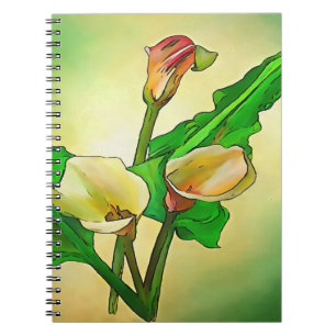 Carnet Outlined Calla Lilies Against A Green Ombre