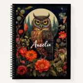 Carnet Owl at Night with a Full Moon (Devant)
