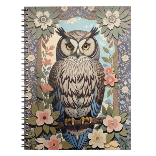 Carnet Owl Pastel Floral William Morris Inspiré (Devant)