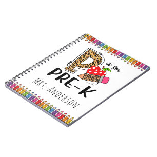 Carnet P est pour l'enseignant pré-K Retour à l'école