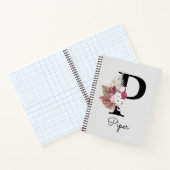 Carnet P Initial floral Bohème Rose personnalisé (Intérieur)