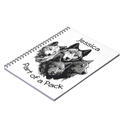 Carnet Pack de Wolf modifiable Graphisme Loups noirs et b (Côté gauche)