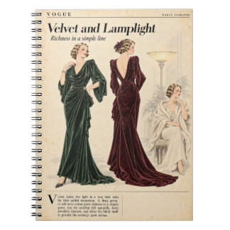 Carnet Pages de magazine de mode vintage, style antique