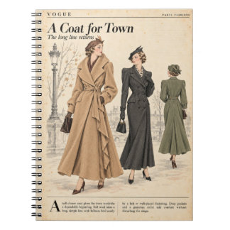 Carnet Pages de magazine de mode vintage, style antique