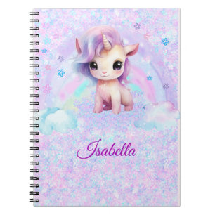 Carnet Pailleté à Design Licorne Personnalisé