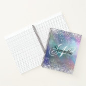 Carnet Pailleté Argent Monogramme Iridescent Feuille Méta (Intérieur)