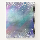 Carnet Pailleté Argent Monogramme Iridescent Feuille Méta (Dos)