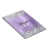 Carnet Pailleté Argent Violet Clair Métallisé Monogramme (Côté Droit)