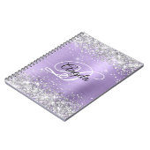 Carnet Pailleté Argent Violet Clair Métallisé Monogramme (Côté gauche)