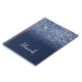 Carnet Pailleté Bleu Poussiéreux Ombré Navy Nom Script (Côté gauche)