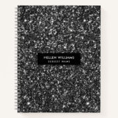 Carnet Pailleté Faux Noir Moderne (Devant)