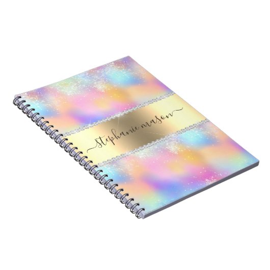 Carnet Pailleté holographique iridescent or diamant moder (Côté Droit)
