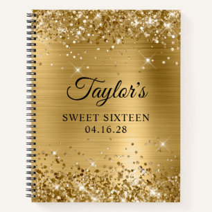 Carnet Pailleté Or Feuille Sweet Seize