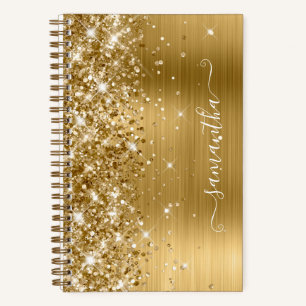Carnet Pailleté Or Moderne Signature Féminine