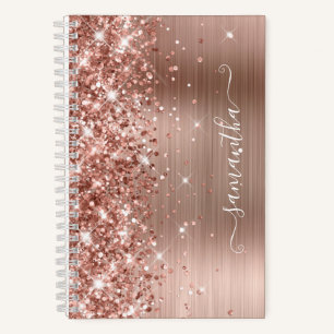 Carnet Pailleté Or Rose Moderne Signature Féminine