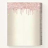 Carnet Pailleté rose en gouttes fraise confite doré (Dos)