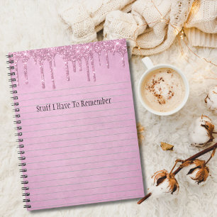 Carnet Pailleté rose girly personnalisé qui coule