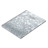 Carnet Paillettes Argentées Blanches Bokeh Glamour Tendan (Côté gauche)