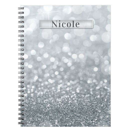 Carnet Paillettes Argentées Blanches Bokeh Glamour Tendan (Devant)