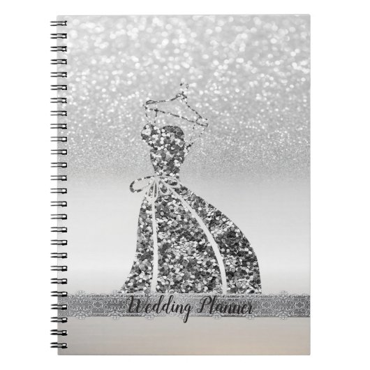 Carnet Paillettes argentées élégantes Bokeh, Robe, Dentel (Devant)