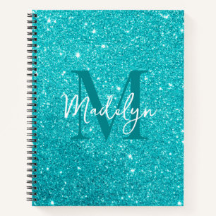Carnet paillettes Blue monogramme prénom féminin