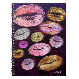 Carnet Paillettes Brillantes Baiser Lèvres Beauté Maquill
