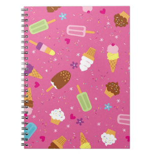 Carnet Paillettes, cupcakes, glace, et sucettes glacées j