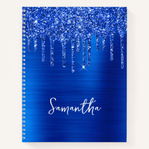 Carnet Paillettes de bleu royal qui dégoulinent Glamour N