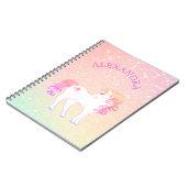 Carnet Paillettes de Licorne Rose Douce Personnalisée (Côté gauche)