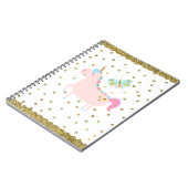 Carnet Paillettes de Licorne Rose et Or Filles Points de (Côté gauche)