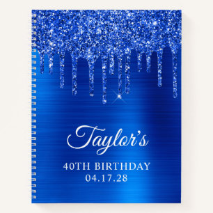 Carnet Paillettes de luxe bleu royal qui tombent 40e anni
