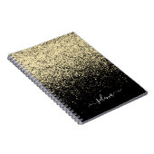 Carnet Paillettes d'or noir Girly Monogramme (Côté Droit)