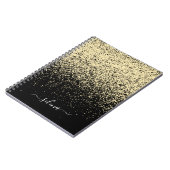 Carnet Paillettes d'or noir Girly Monogramme (Côté gauche)