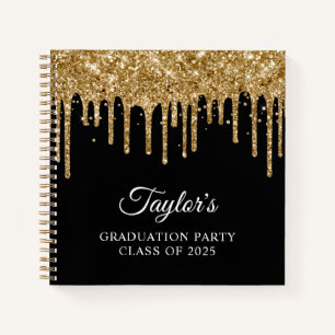 Carnet Paillettes dorées et invité de graduation noir