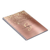 Carnet Paillettes dorées, monogramme doré, nom en script (Côté Droit)