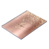 Carnet Paillettes dorées, monogramme doré, nom en script (Côté gauche)