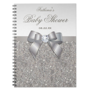 Carnet Paillettes et arc d'argent de Faux de Guestbook de