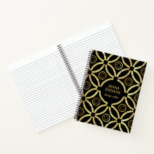 Carnet Paillettes géométriques or et blanches sur fond no